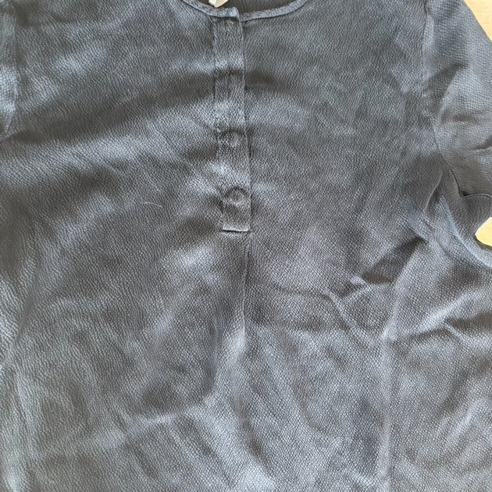 ** Tiger of Sweden Black Textured long sleeve henley blouse 36 small - Picture 5 of 7